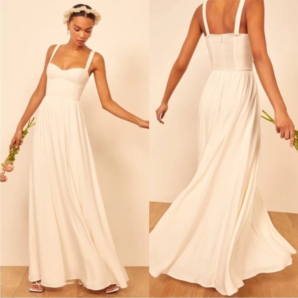 Reformation Hollyhock Wedding maxi Dress bridal gown size 12 ivory